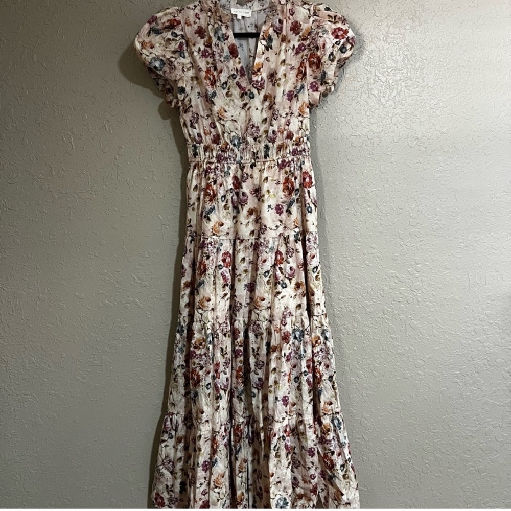 Entro Floral Puff Sleeve Maxi Dress Size Small